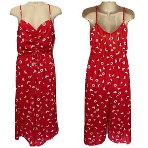 White Daisies Y2K Cherry Red Jumpsuit size S Palazzo Pants